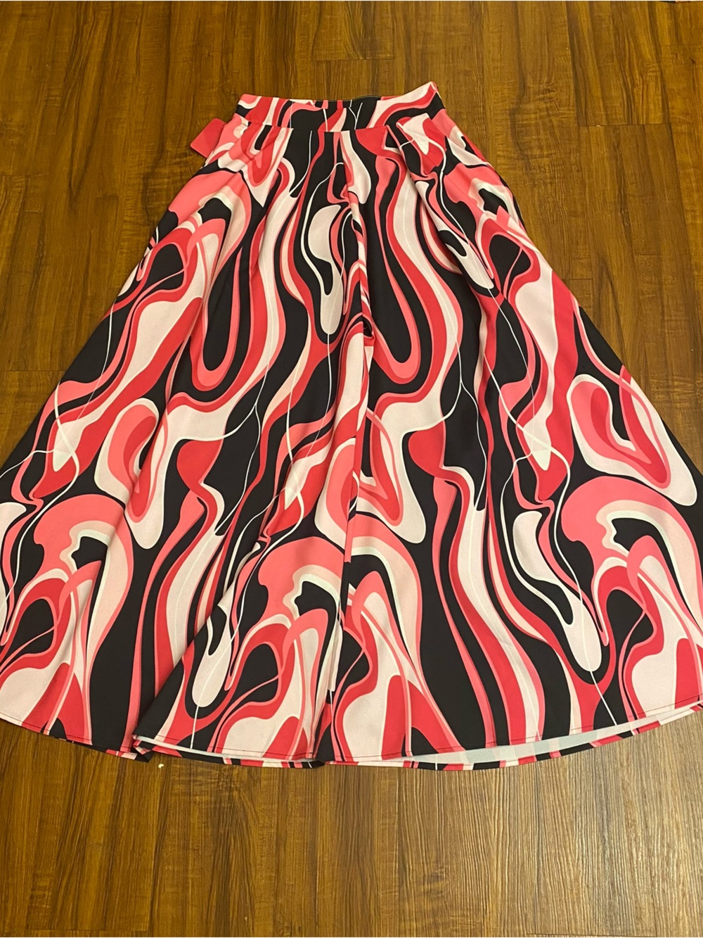 New Ladies Retro  Waves of Pink Wide Leg Pants Size Small